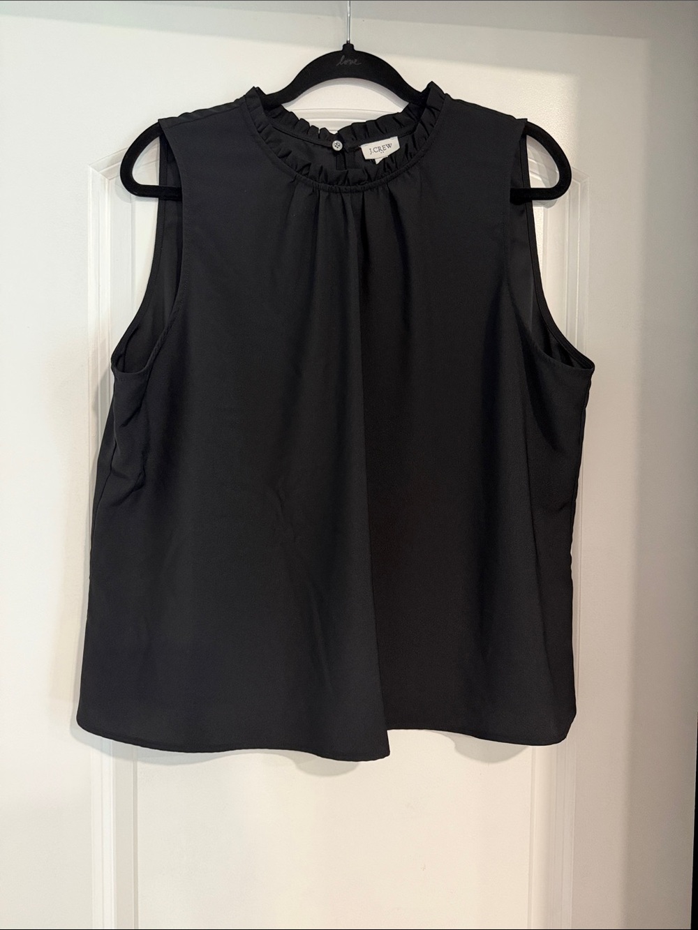 J. Crew Black Ruffle Neck Sleeveless Camisole